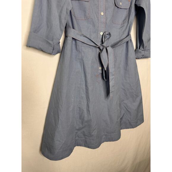 Pendleton Shirt Dress 100% Cotton Pinup Rockabilly Casual Light Blue 6 Petite - Picture 2 of 6